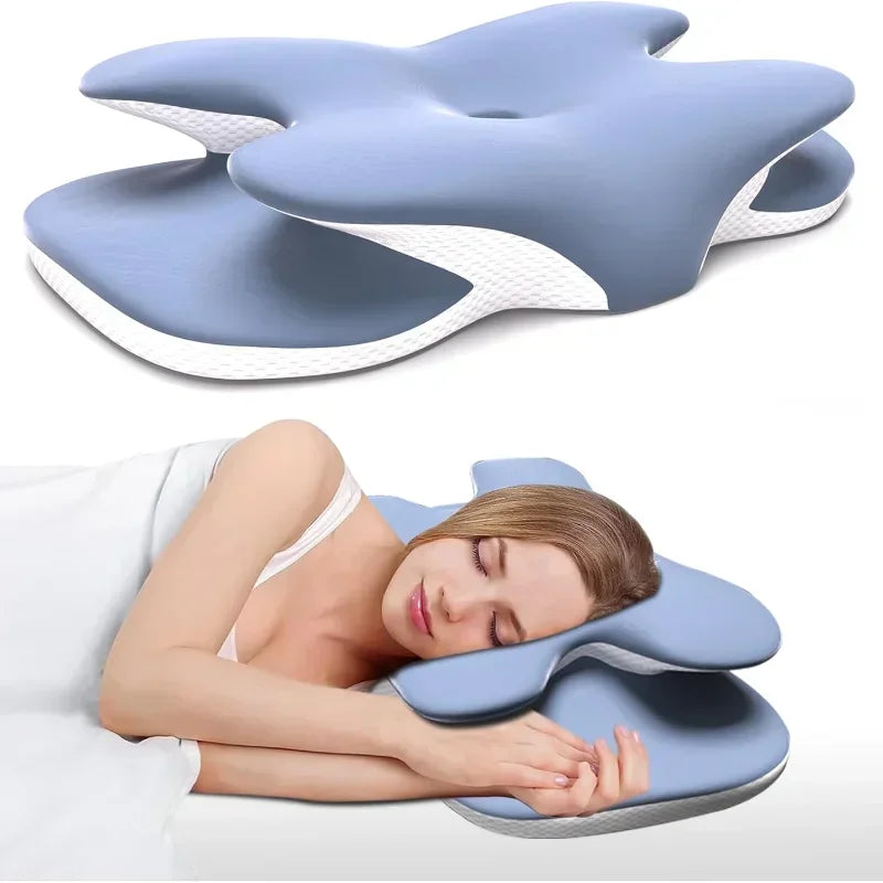 Coolora IceSilk Cervical Pillow - ergonomic memory foam neck pillow in blue